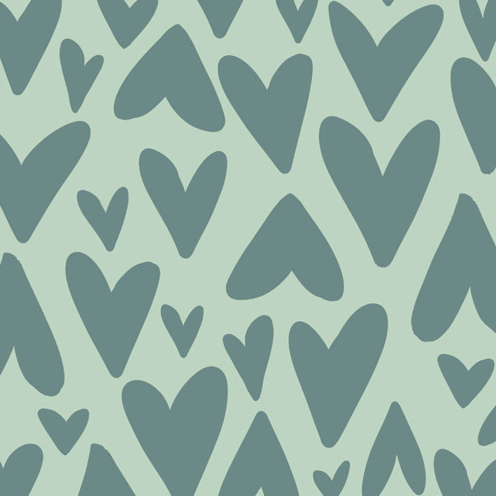 Greeting card - Hearts - Green