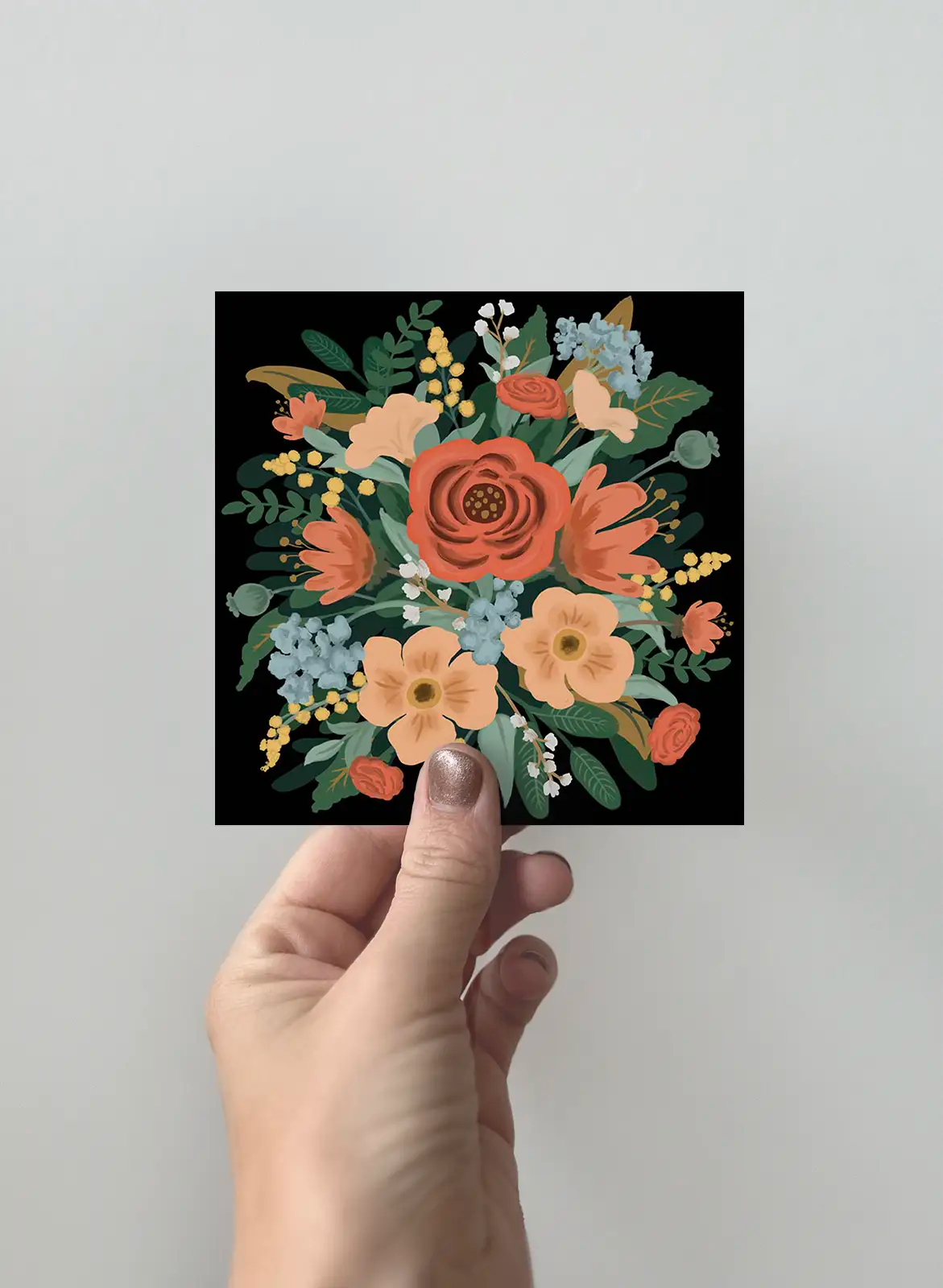 Greeting card - Bouquet - Black