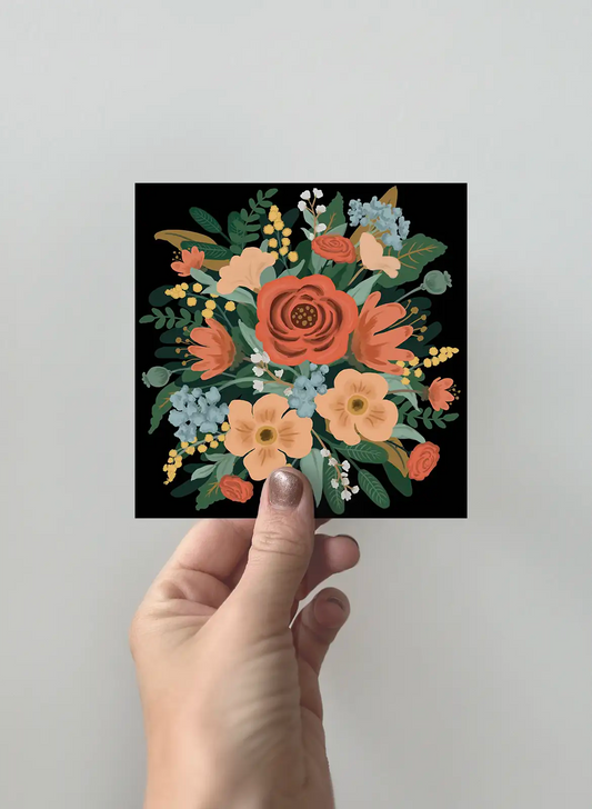 Greeting card - Bouquet - Black