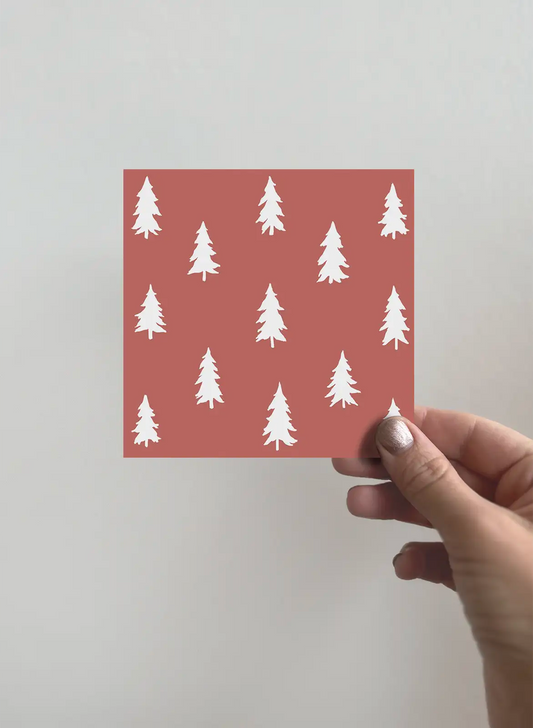 Greeting card - Christmas trees - Red