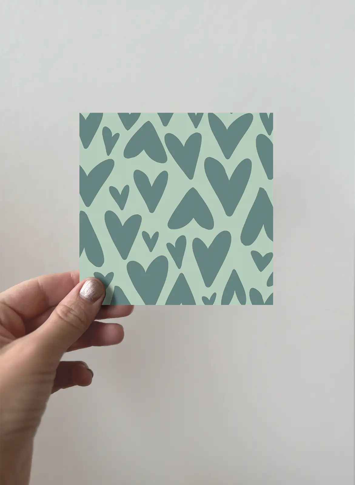 Greeting card - Hearts - Green