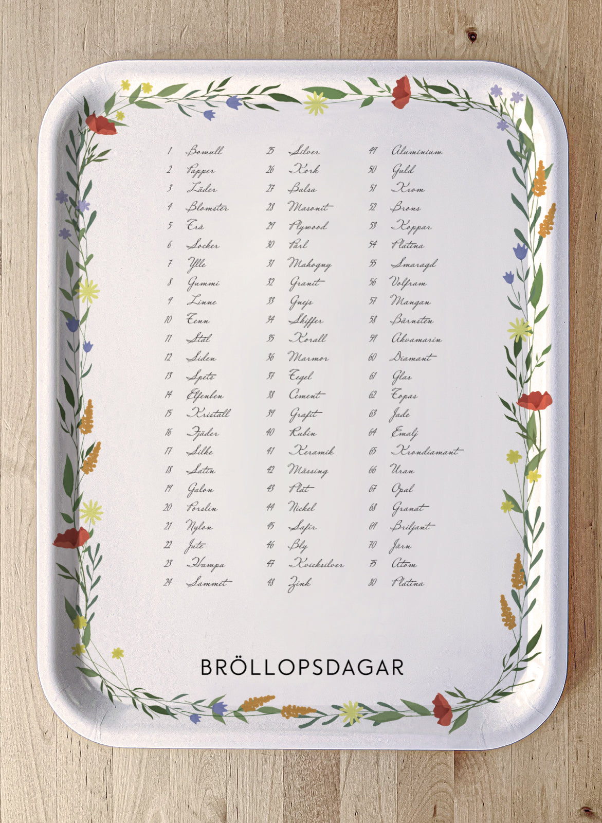 Tray Bröllopsdagar 43x33 cm - In Swedish