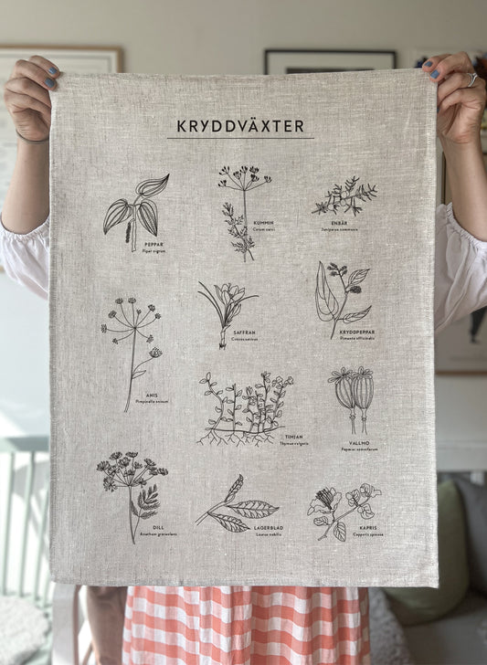 Kitchen towel - Kryddväxter in Swedish