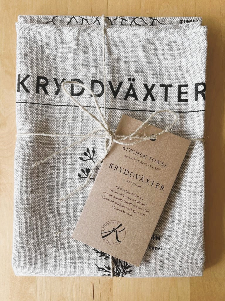 Kitchen towel - Kryddväxter in Swedish