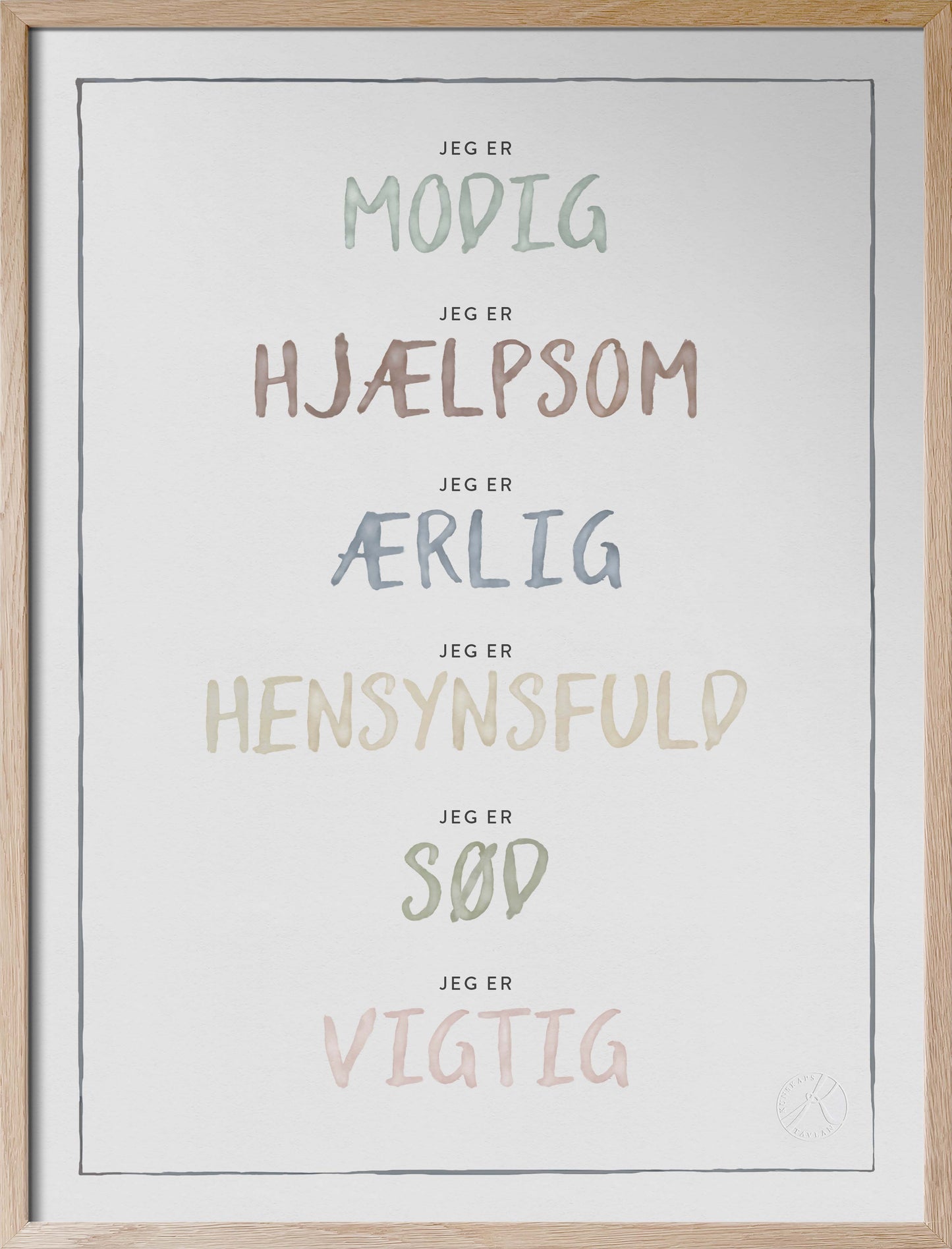Jeg er, Dusty Pastel - I am in Danish