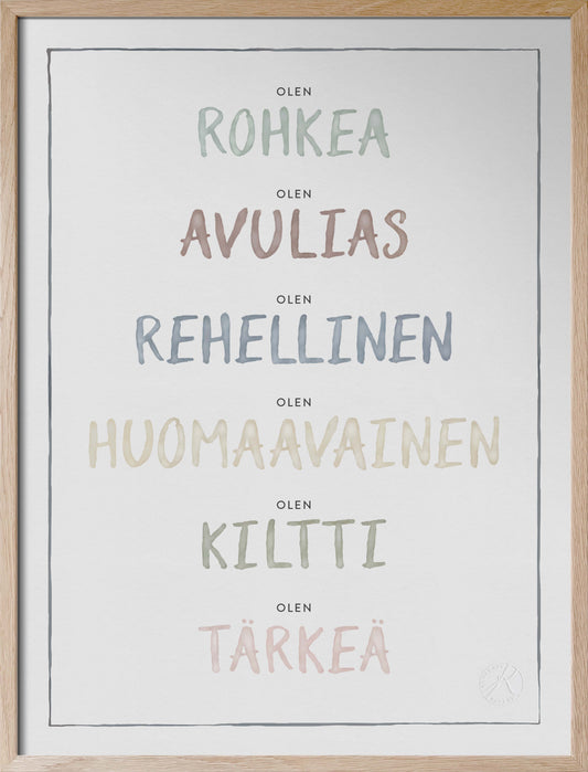 Olen, Dusty Pastel - I am in Finnish