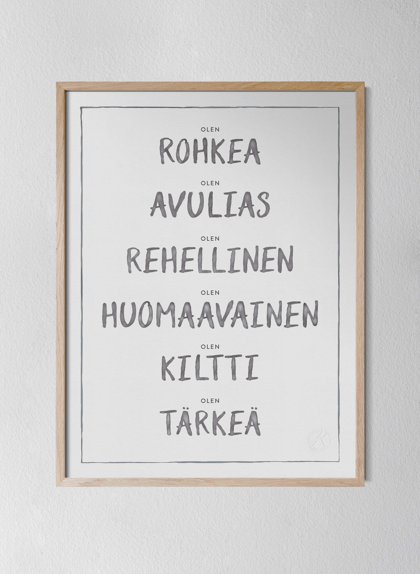 Olen, Dark Grey - I am in Finnish